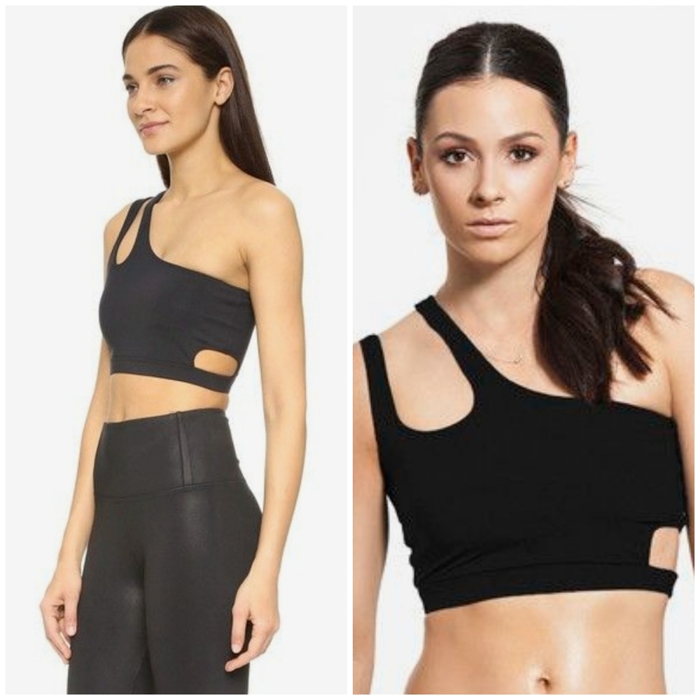 Revolve Solow Asymmetrical Cutout Sports Bra in Black Size Small NWT